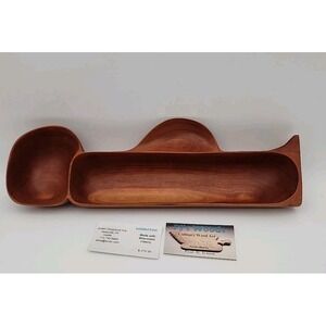 MCM style Paul Jensen hand made carved cherry wood serving dish‎ bowl